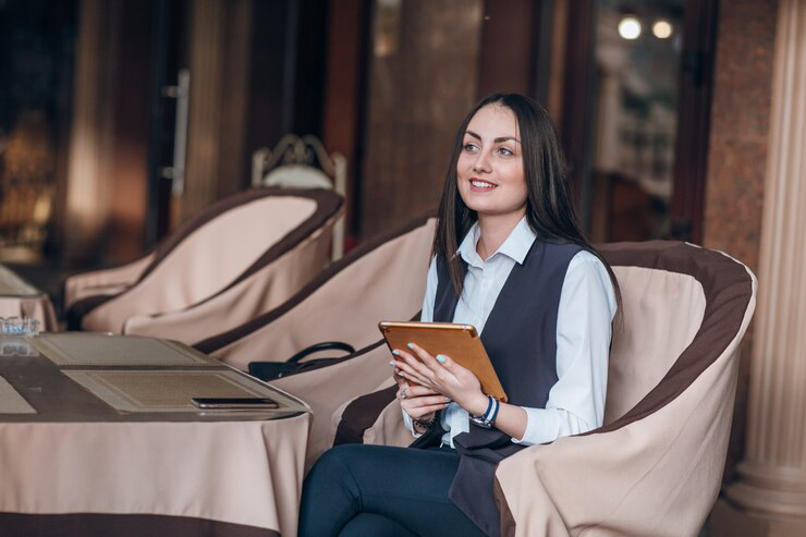 A Person Sitting in an Elegant Lounge Setting